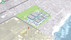 The site of the new Rosarito Seawater Desalination plant (r), adjacent to Rosarito Power Station (l)